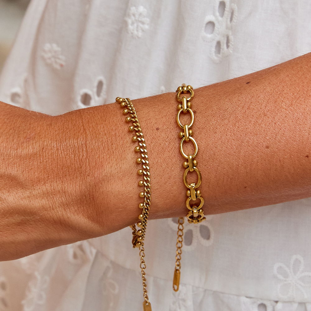 Bracciale Catena Cubana con Goccia Brie