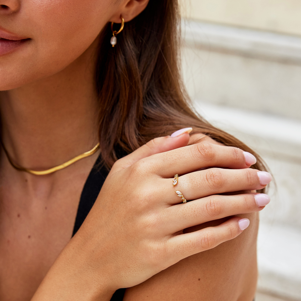 Anello Tralcio Cristallo Lily Oro