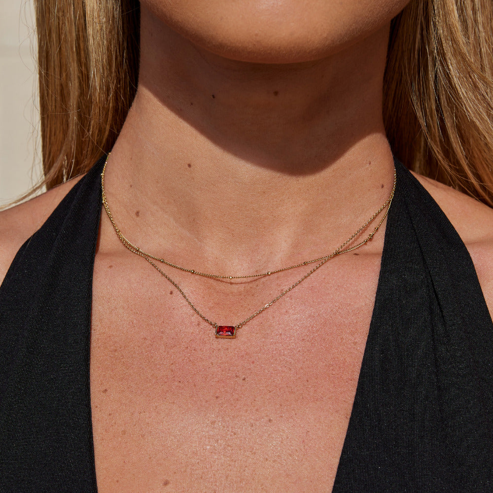 Collana Baguette Rubino