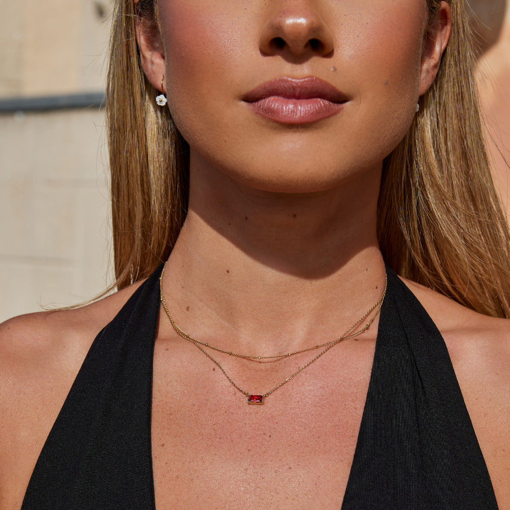 Collana Baguette Rubino