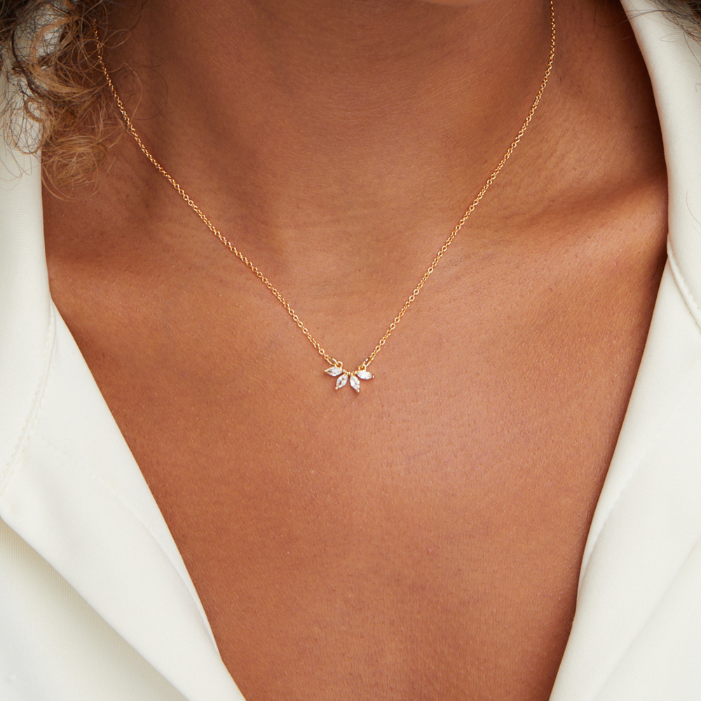Collana con Ciondolo Foglia Cristallo Tiffany