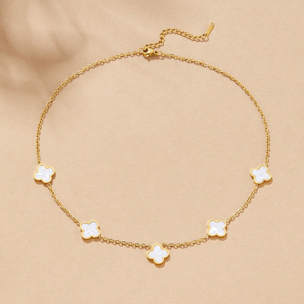 Collana Cluster Clover Bianco