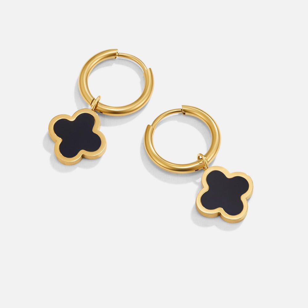 Orecchini a Cerchio Clover Nero