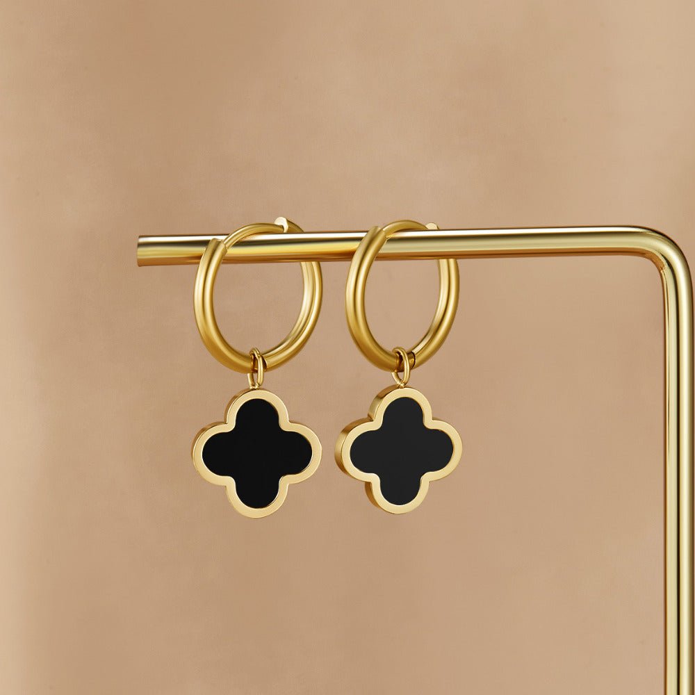 Orecchini a Cerchio Clover Nero