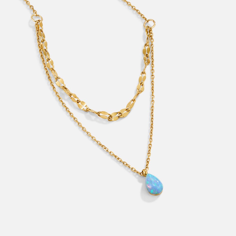 Collana a Strati Goccia Opale Blu