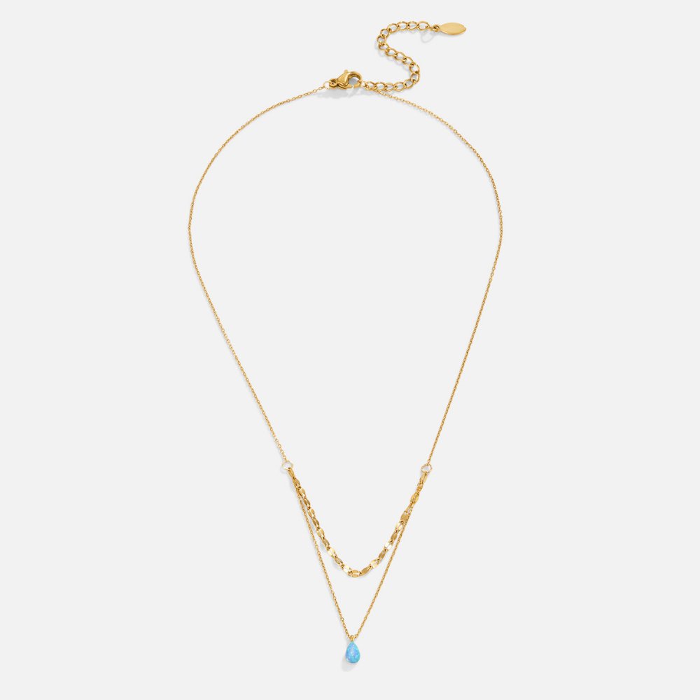 Collana a Strati Goccia Opale Blu
