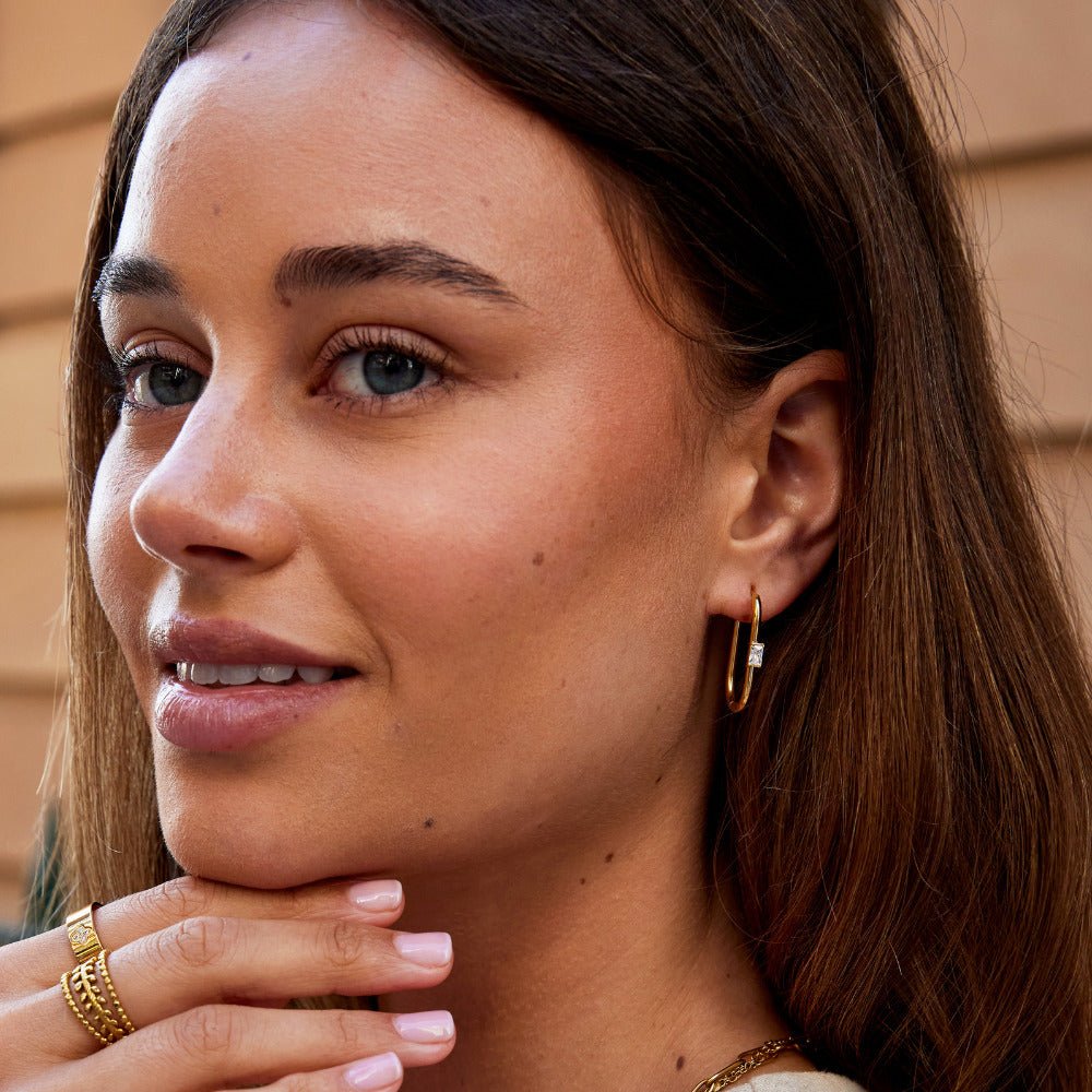 Orecchini a Cerchio Diana Cristallo e Oro
