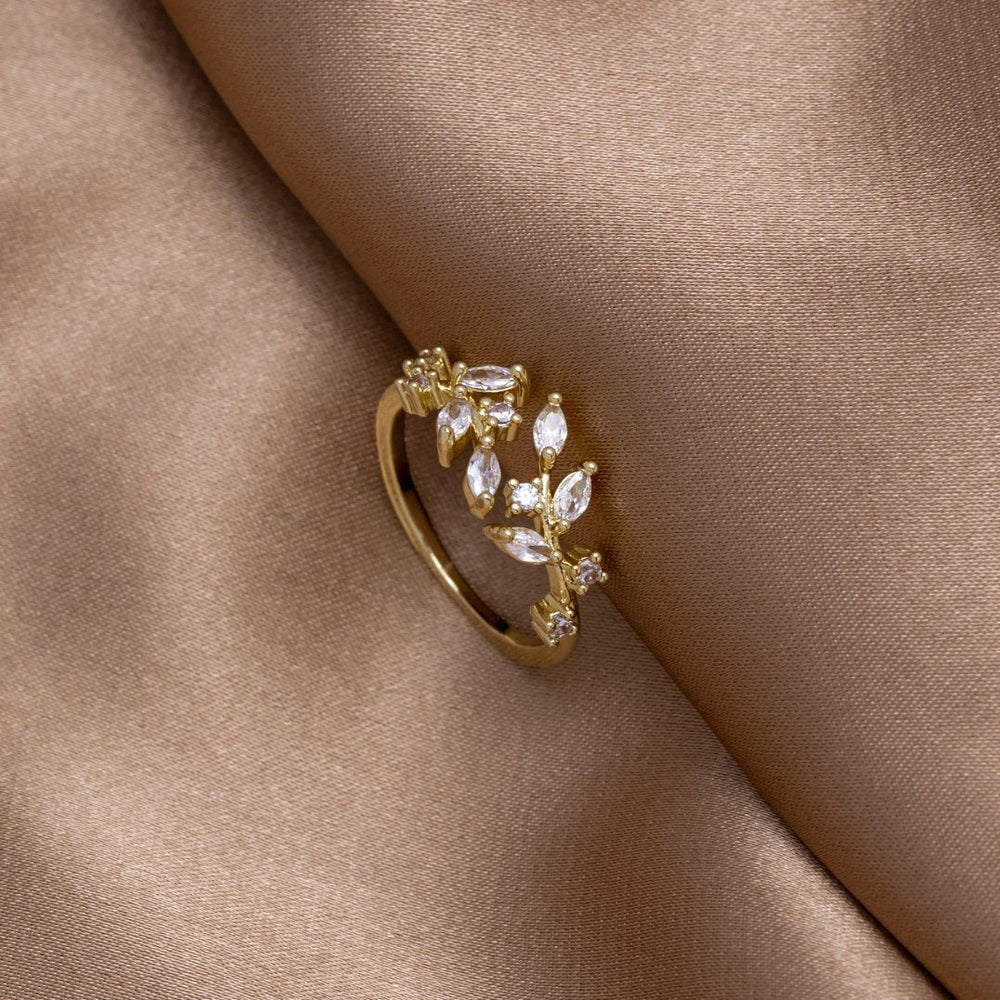 Anello Tralcio Cristallo Oro 18K