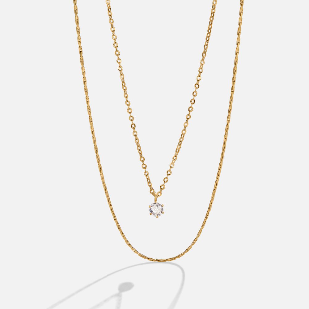 Collana a Strati Cristallo e Oro Dina