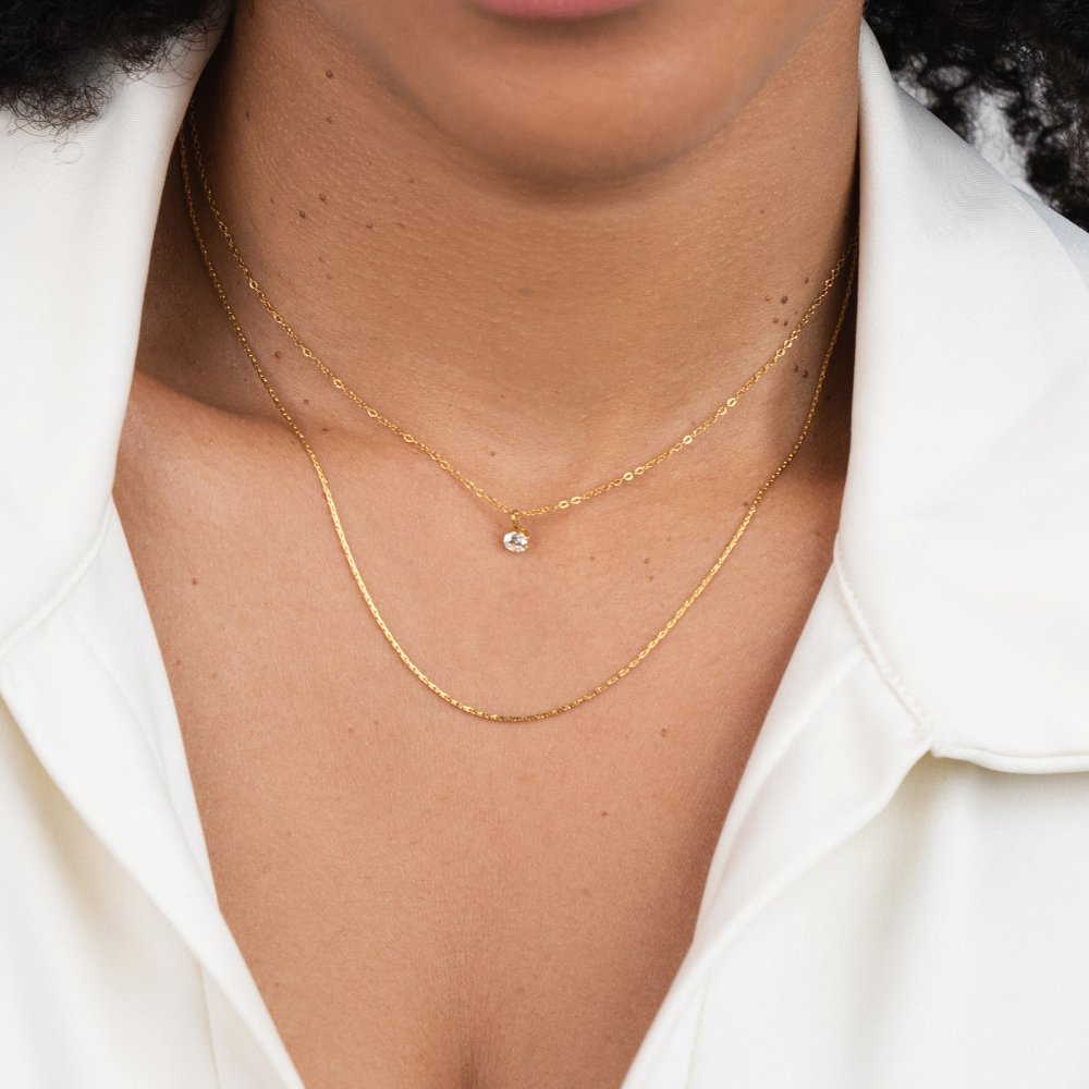 Collana a Strati Cristallo e Oro Dina