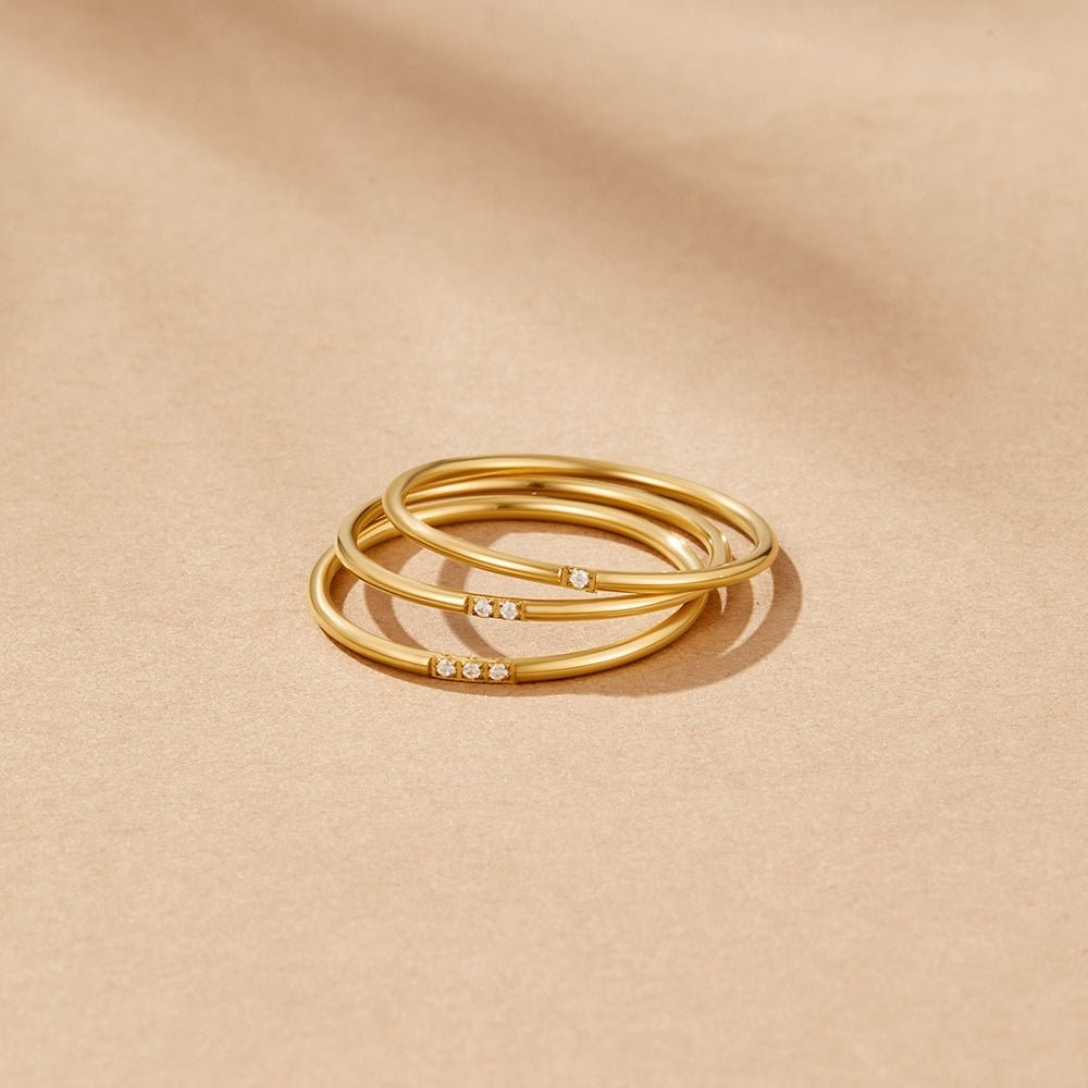 Set Anelli Fascia Eula Oro e Cristallo