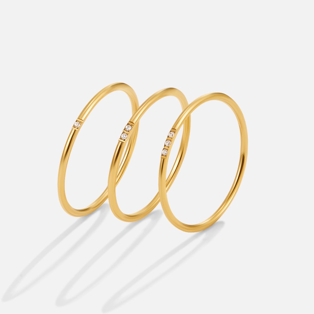 Set Anelli Fascia Eula Oro e Cristallo
