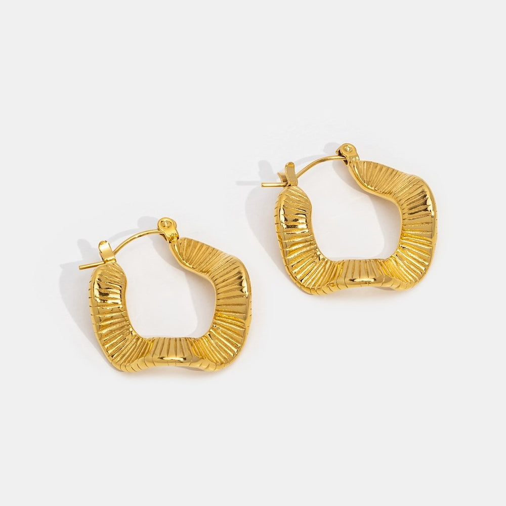 Orecchini a Cerchio Onda Geometrica Oro