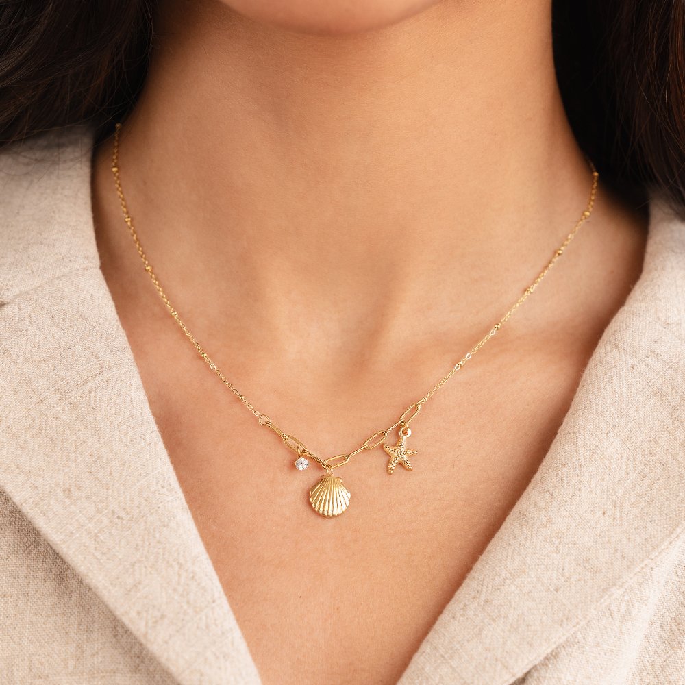 Collana Conchiglia e Stella Marina Dorata