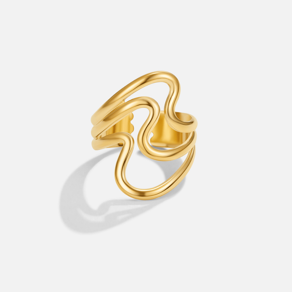 Anello Avvolgente Onde Dorate