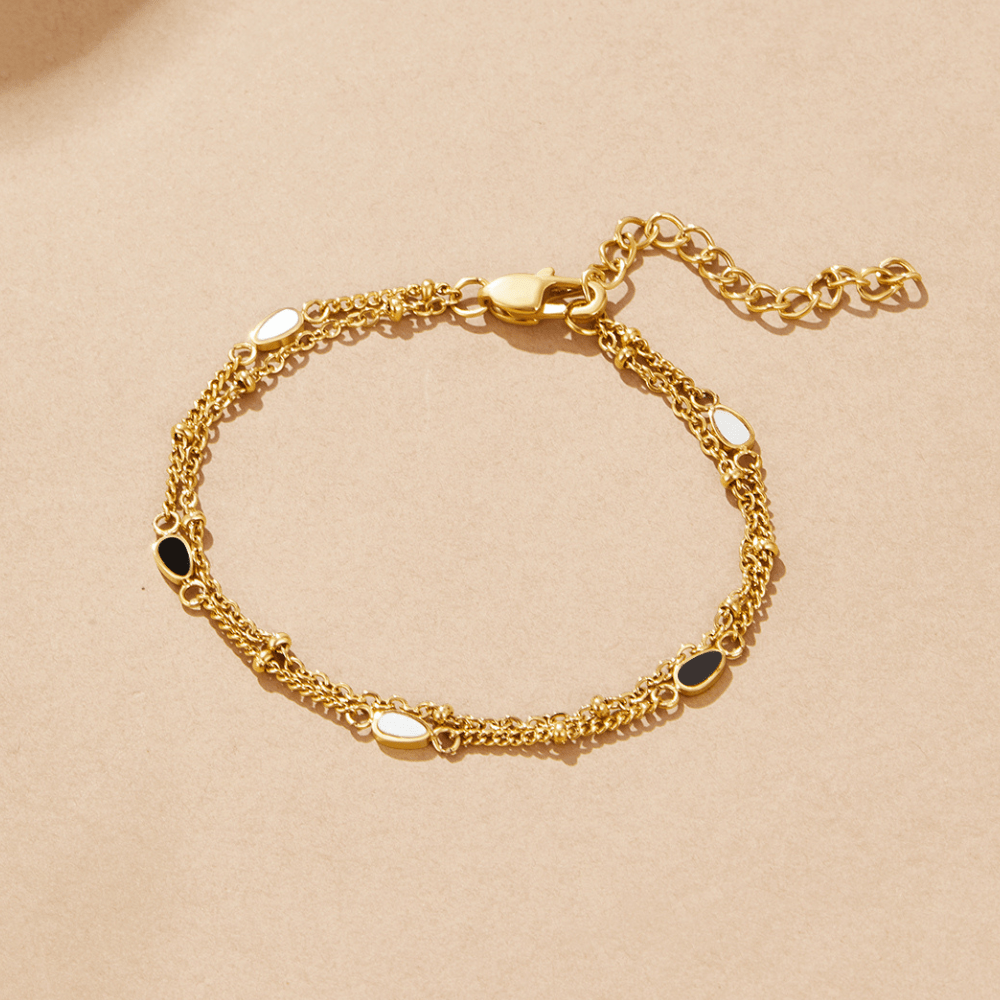 Bracciale a Strati Pietra Bianca e Nera