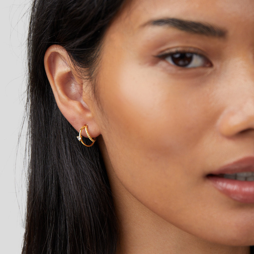 Orecchini a Cerchio a Strati Cristallo Oro