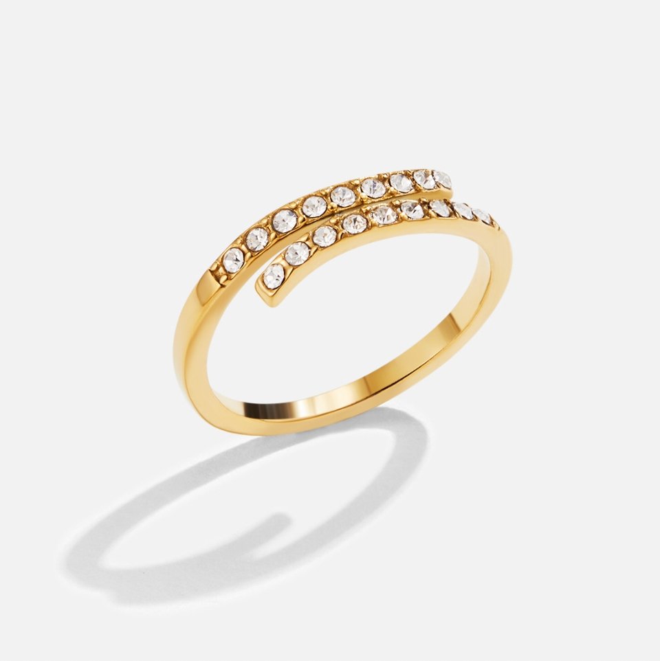 Anello Avvolgente a Strati Oro e Cristallo