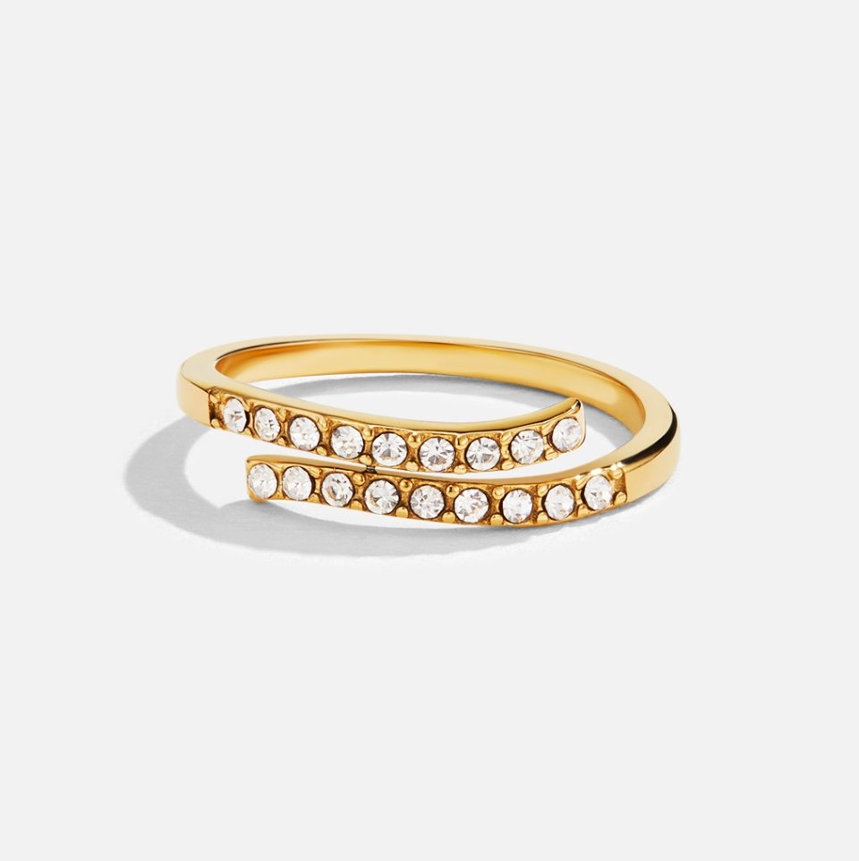 Anello Avvolgente a Strati Oro e Cristallo