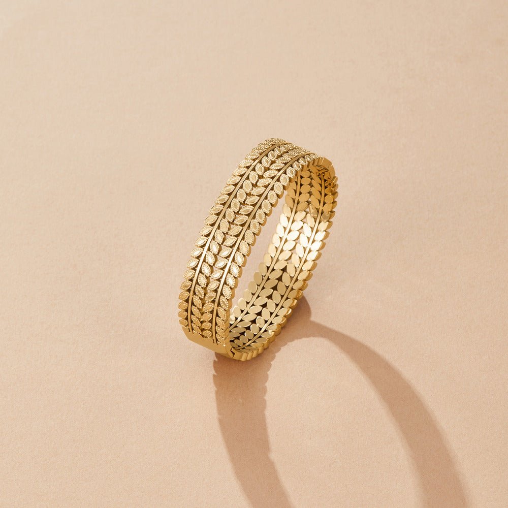 Bangle a Strati Foglia Oro
