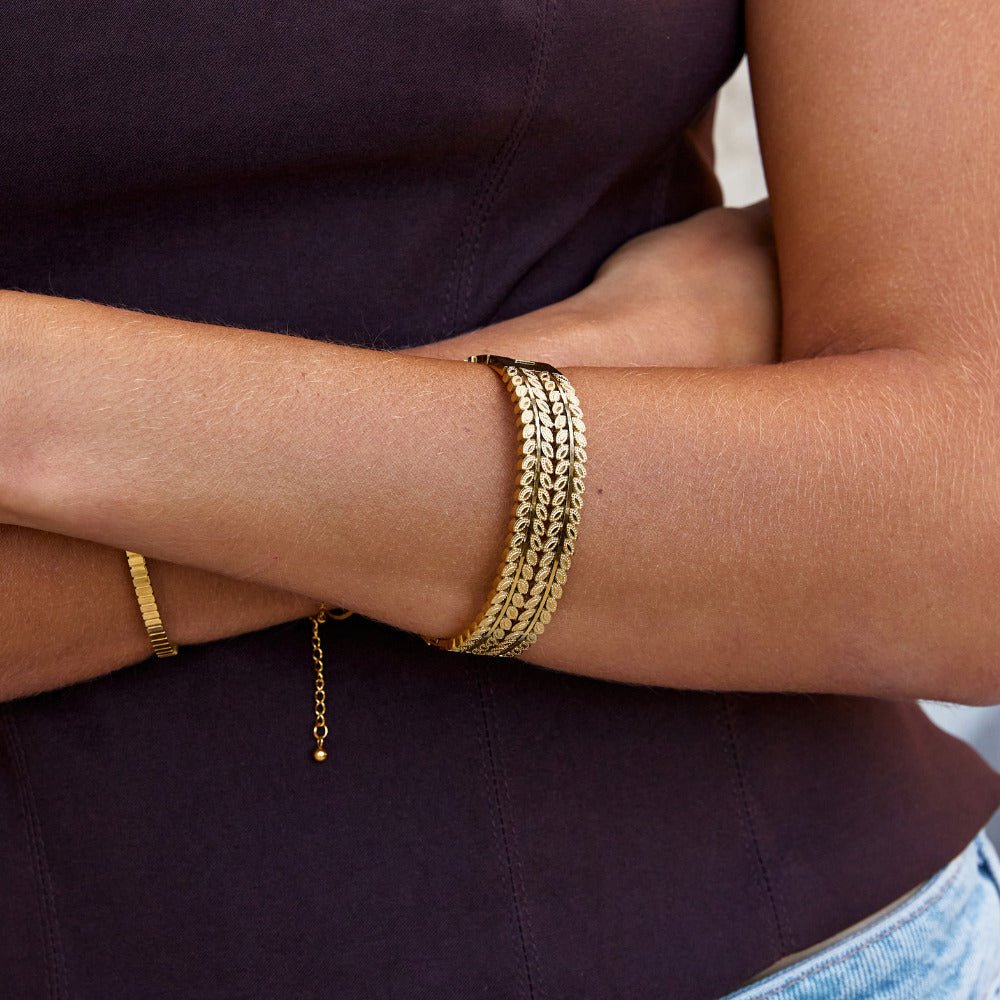 Bangle a Strati Foglia Oro