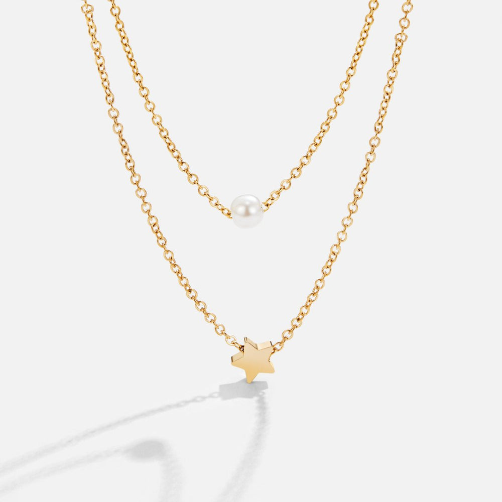 Collana a Strati Stella e Perla Oro
