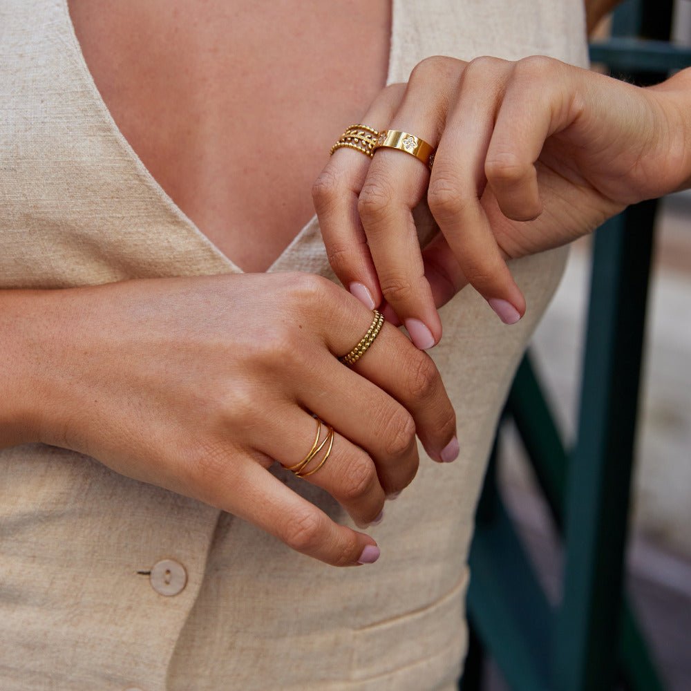 Anello Perline Leona Oro