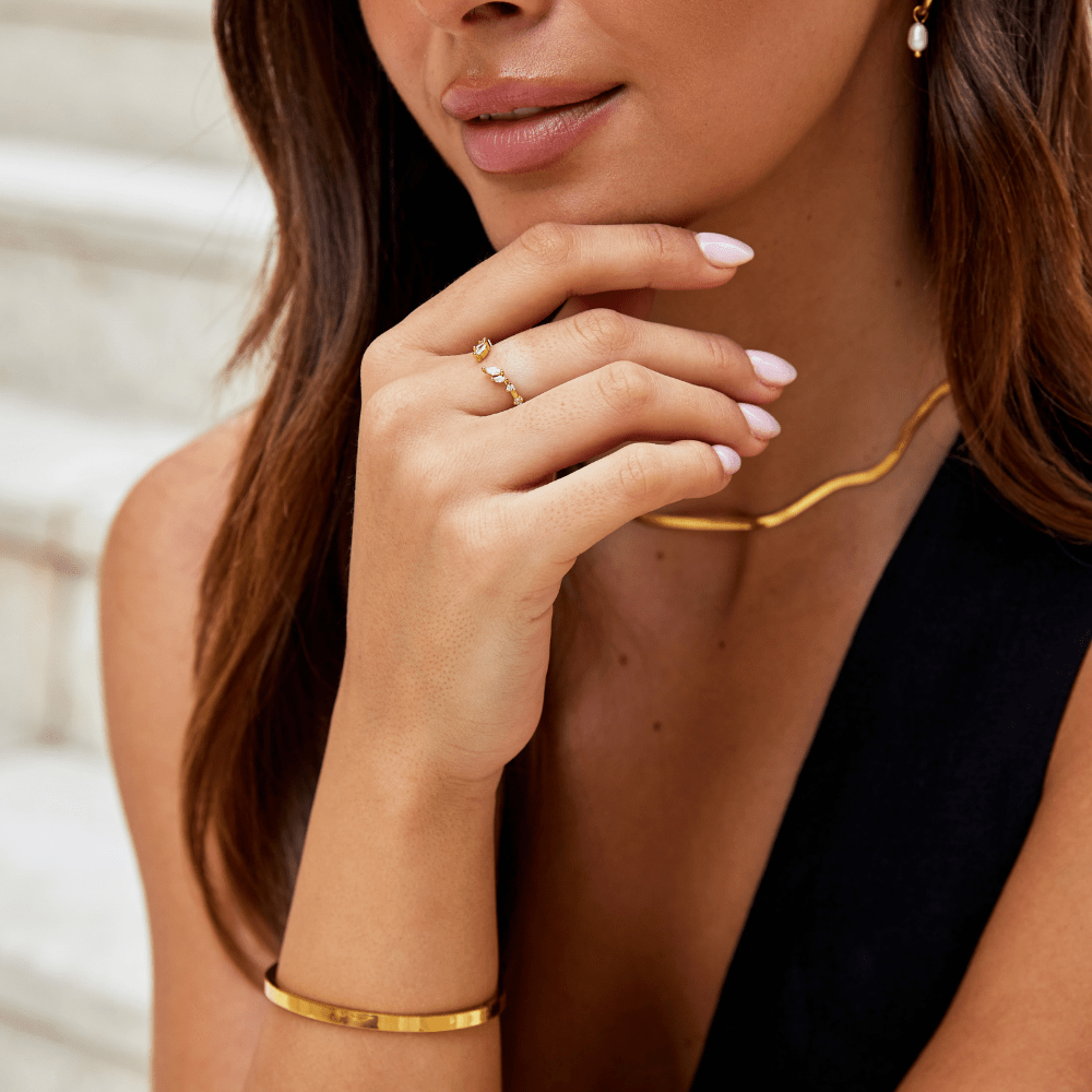 Anello Tralcio Cristallo Lily Oro