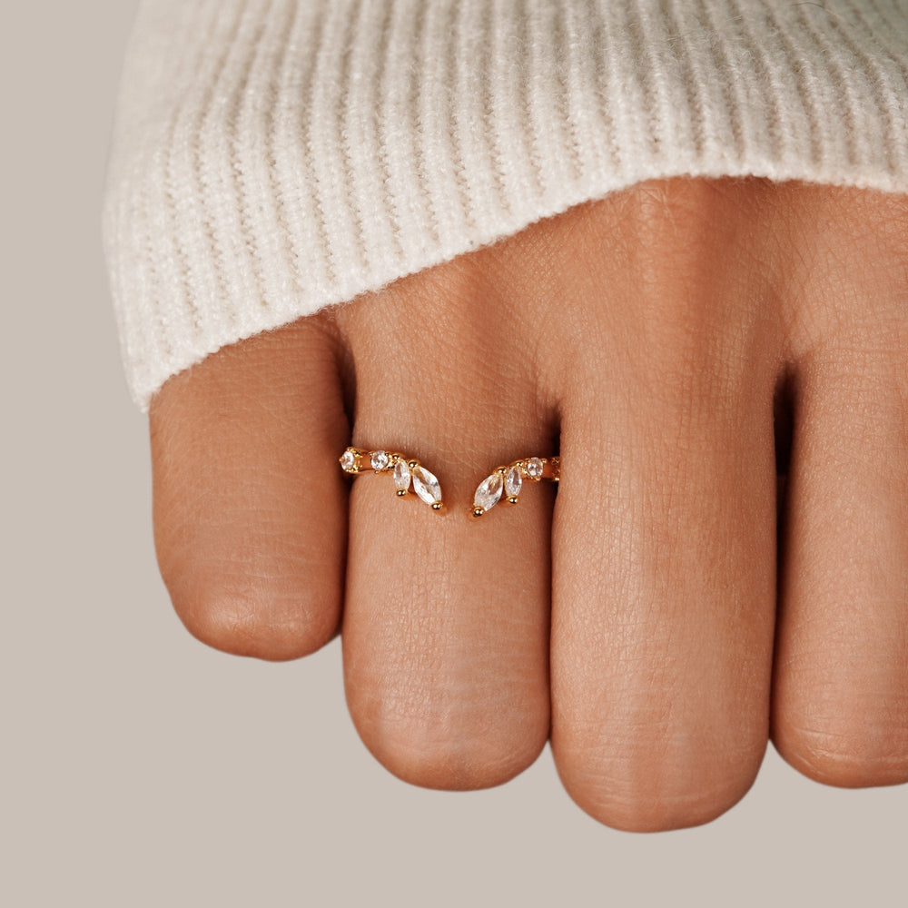 Anello Tralcio Cristallo Lily Oro