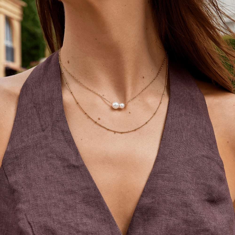Collana con Ciondolo Doppia Perla Louise