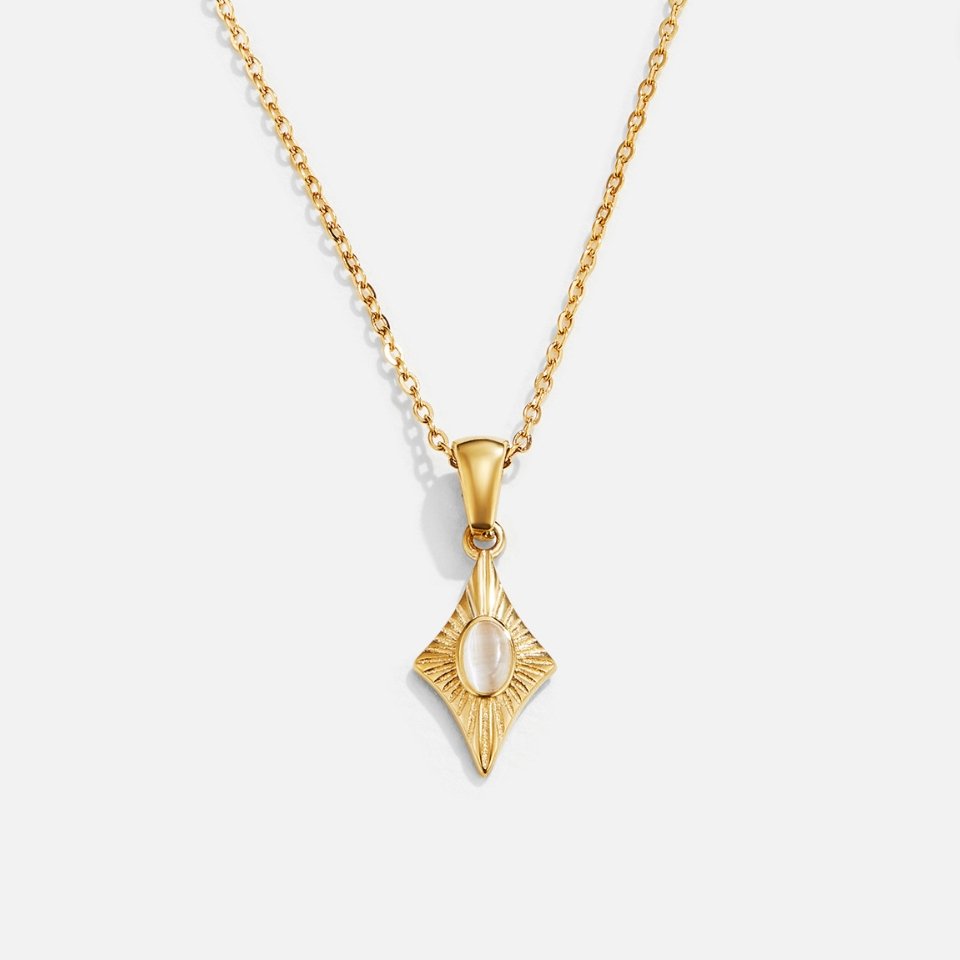 Collana Opale Bianco Luna Oro