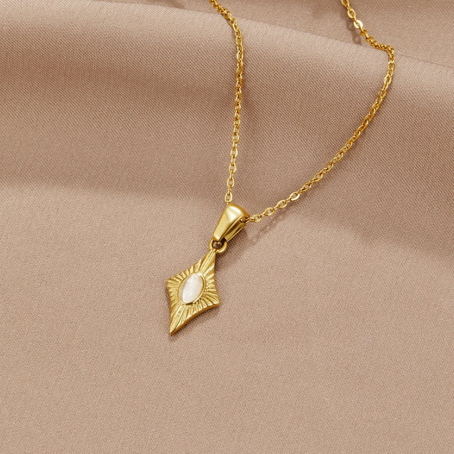 Collana Opale Bianco Luna Oro