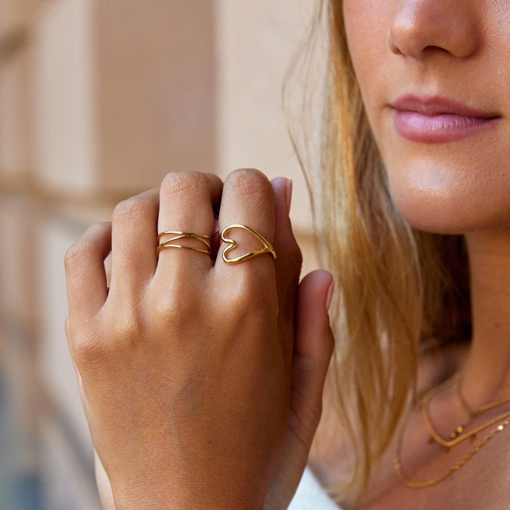 Anello Cuore Fuso Oro