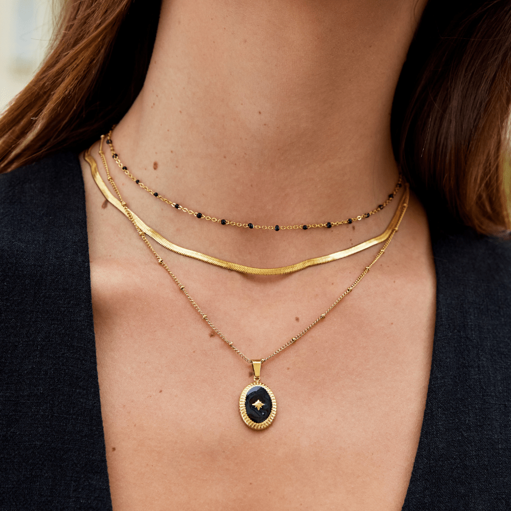 Collana Perline Nere Mila