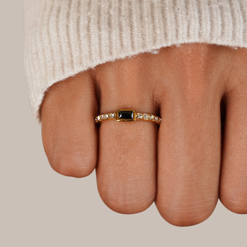 Anello Cristallo Onice Nero