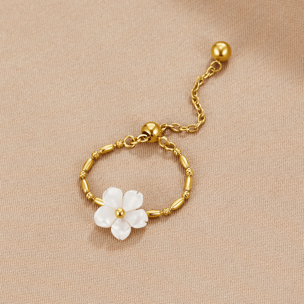 Anello Fiore Perla Bianco