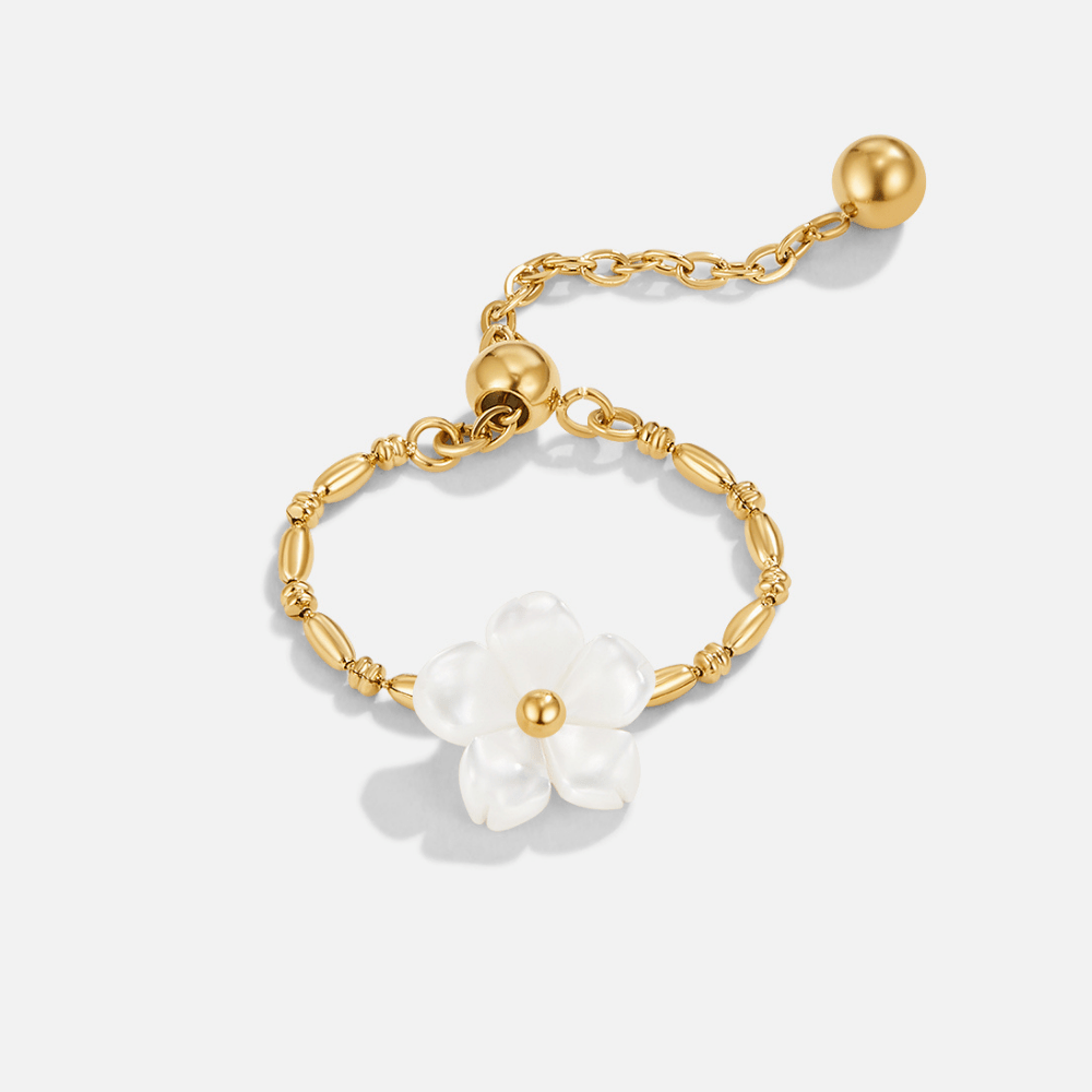 Anello Fiore Perla Bianco