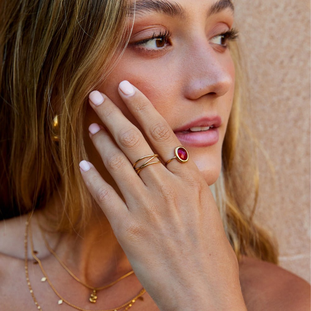 Anello Cristallo Rubino Oro