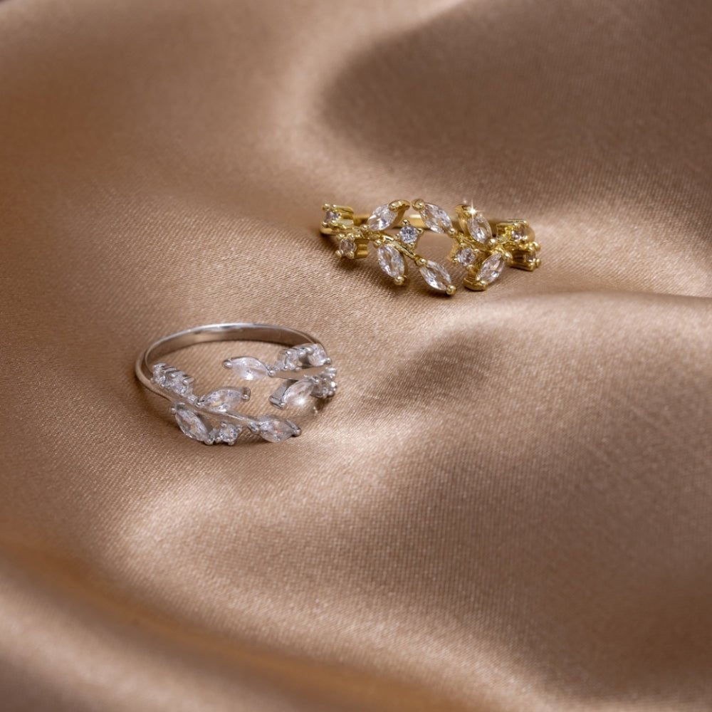 Anello Tralcio Cristallo Argento