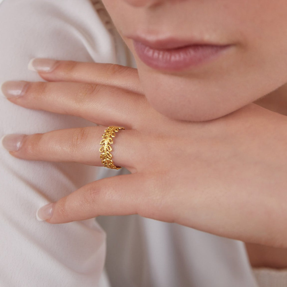Anello Foglia Fiorita d'Estate