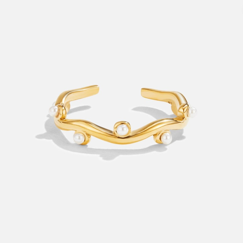 Anello Ondulato Perla Oro 18K