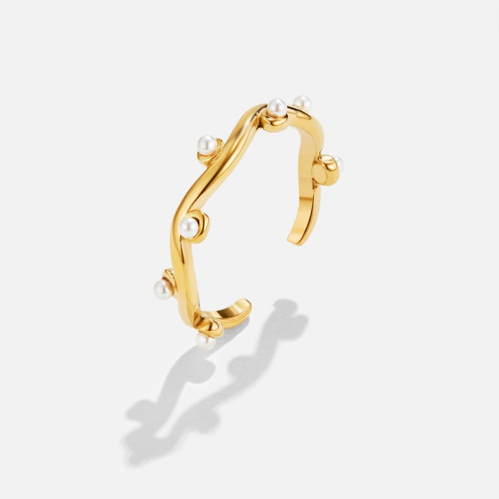 Anello Ondulato Perla Oro 18K