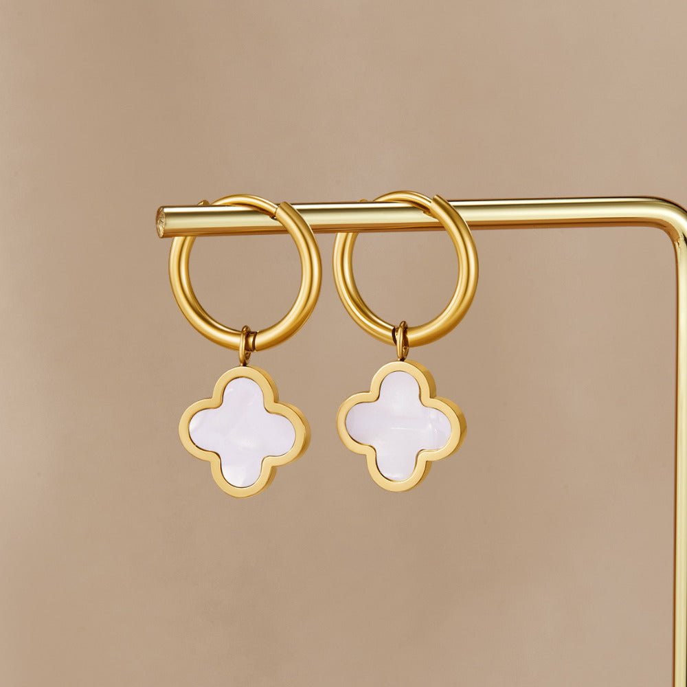 Orecchini a Cerchio Clover Bianco