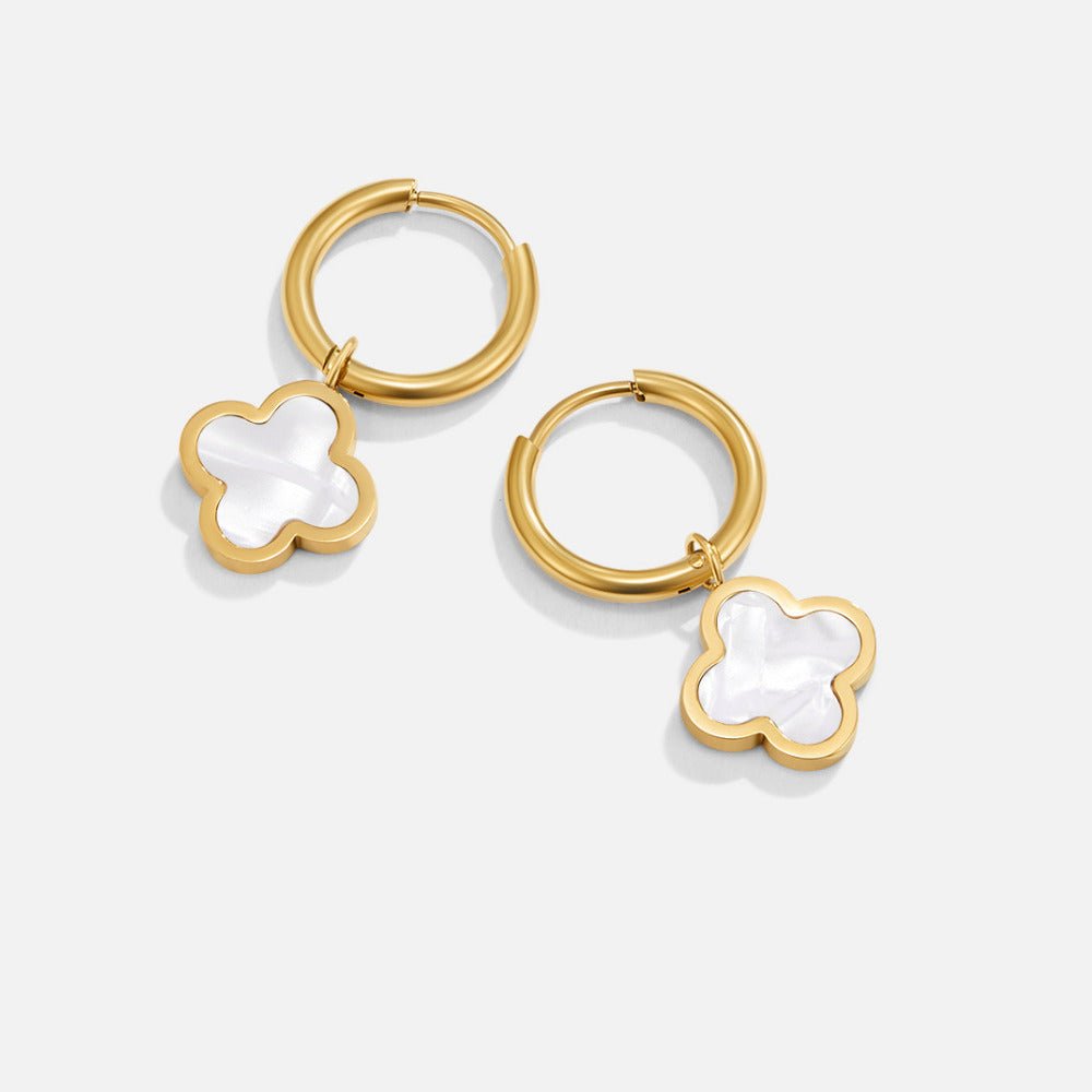 Orecchini a Cerchio Clover Bianco