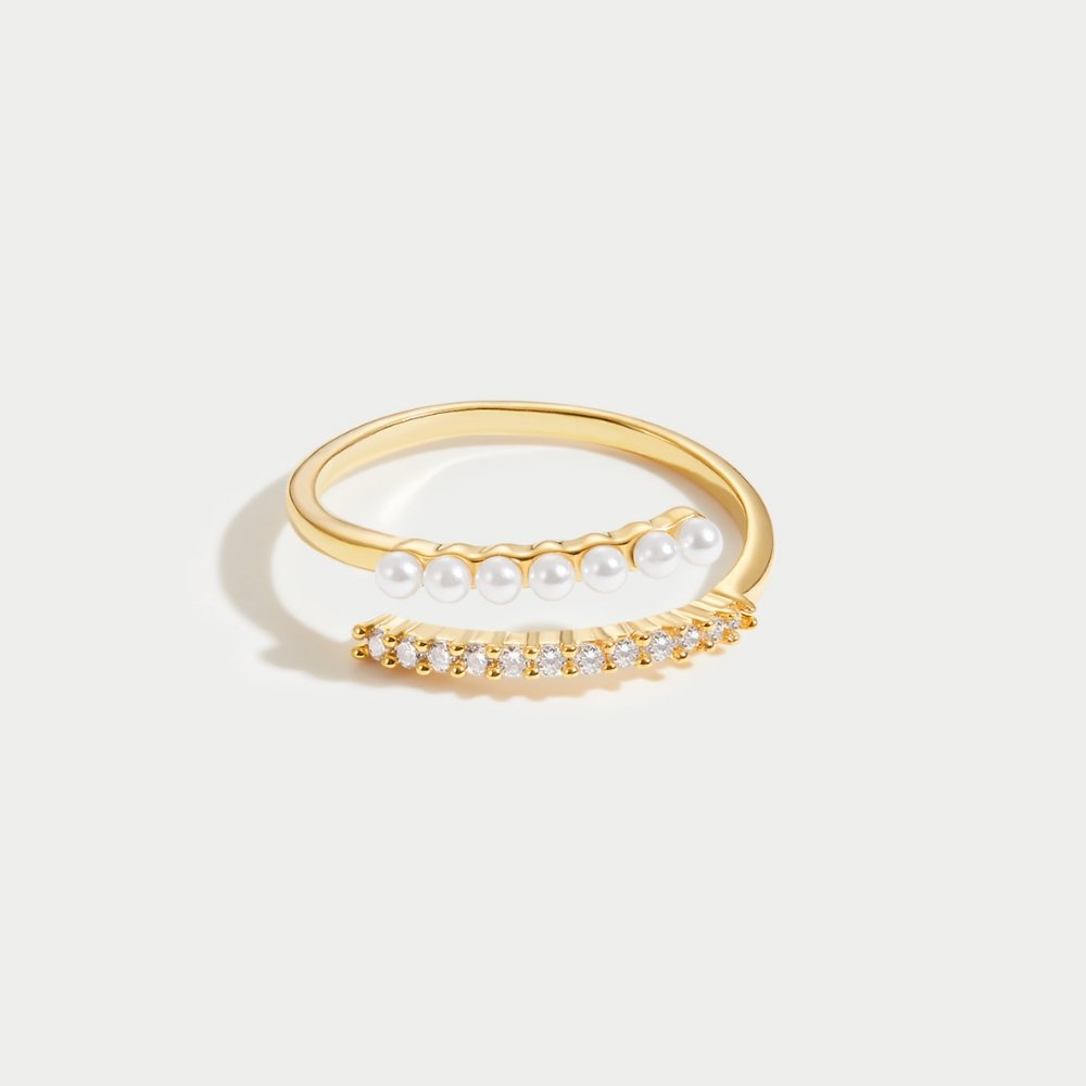 Anello Avvolgente Perla e Cristallo