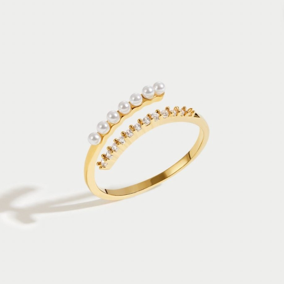 Anello Avvolgente Perla e Cristallo